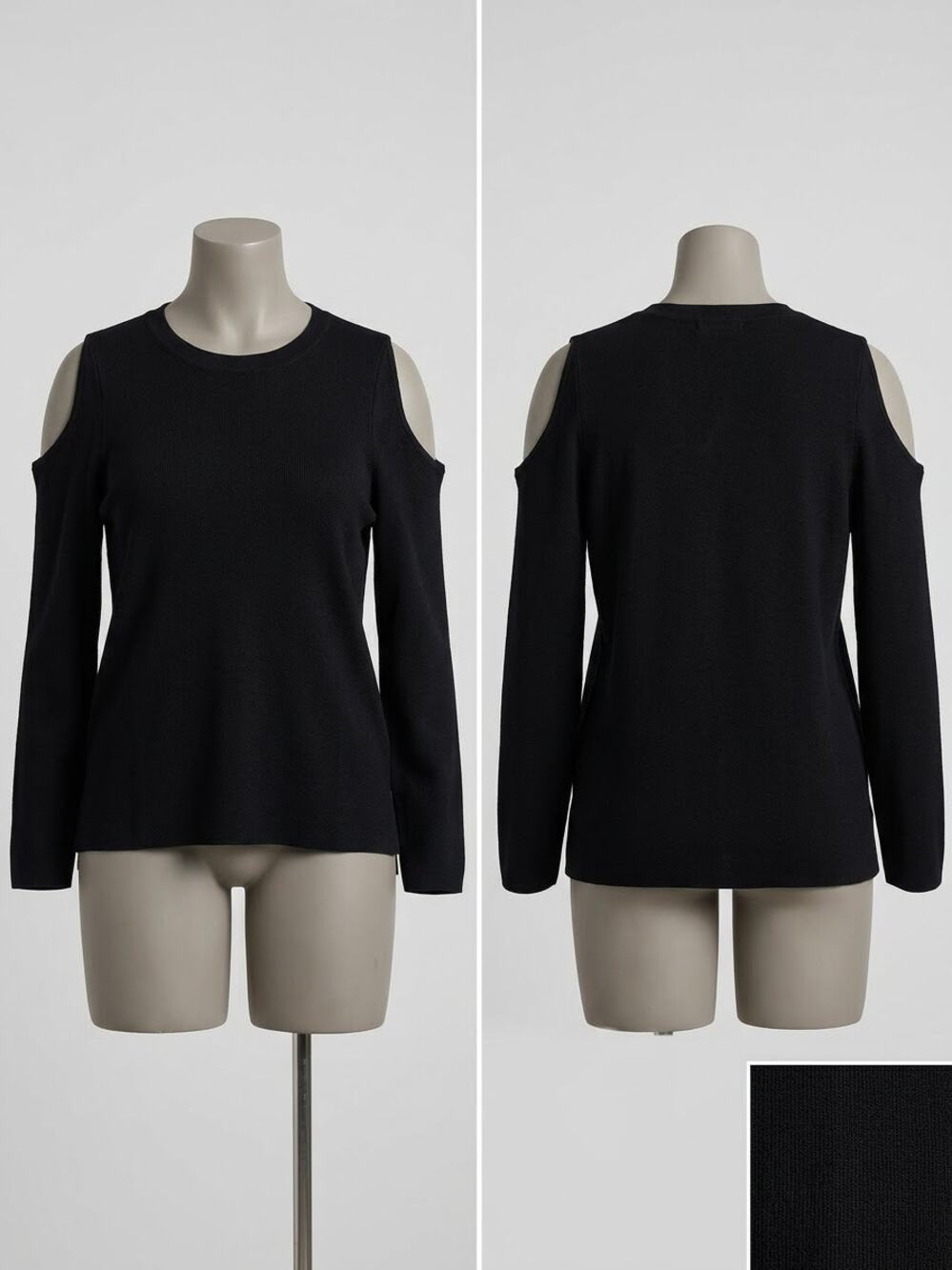 Preston & York Womens Large Black Cold Shoulder Cutout Knit Pullover Sweater